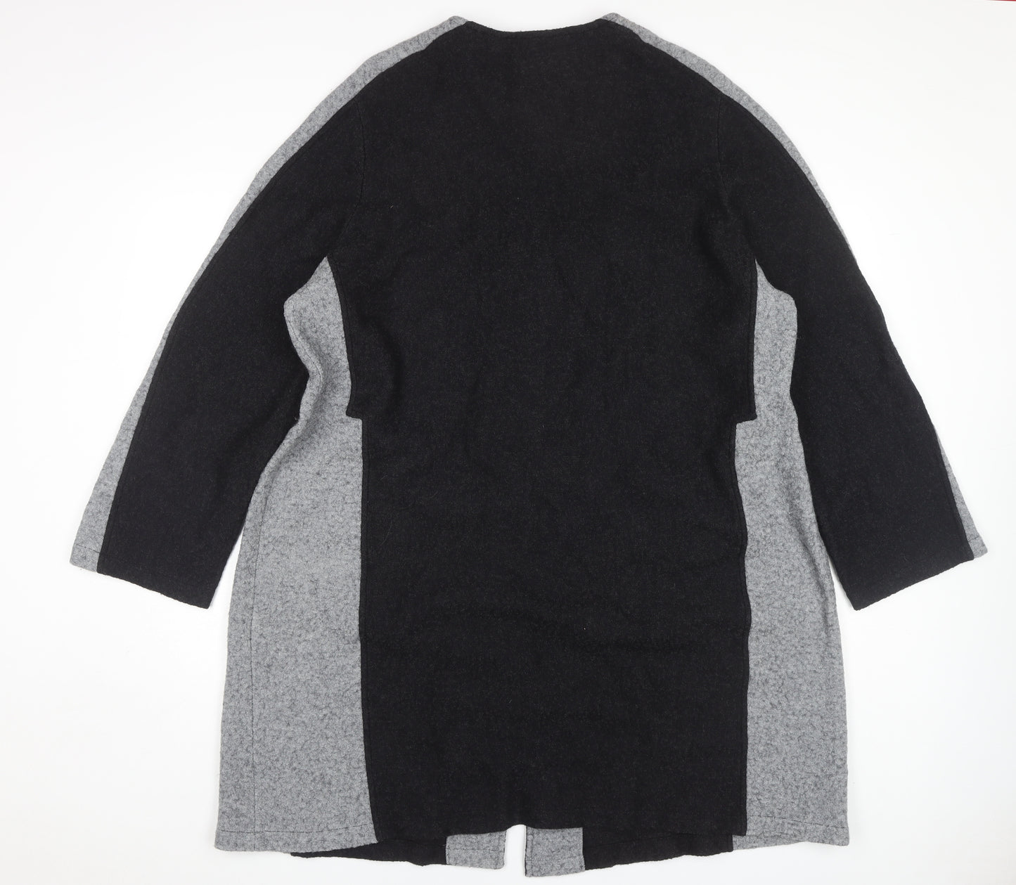 Chesca Women's Black Grey Long Coat Size M