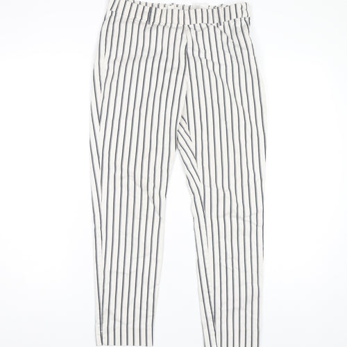 H&M Women's White Striped Trousers Size 12