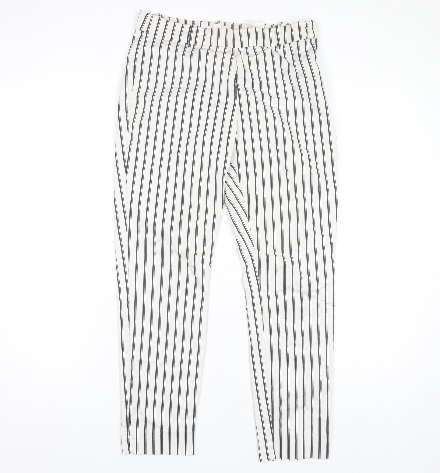 H&M Women's White Striped Trousers Size 12