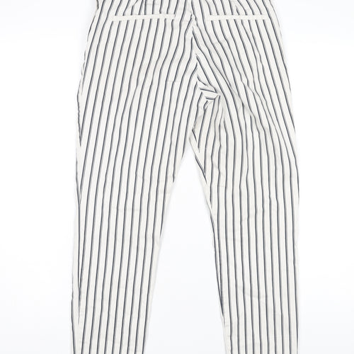 H&M Women's White Striped Trousers Size 12