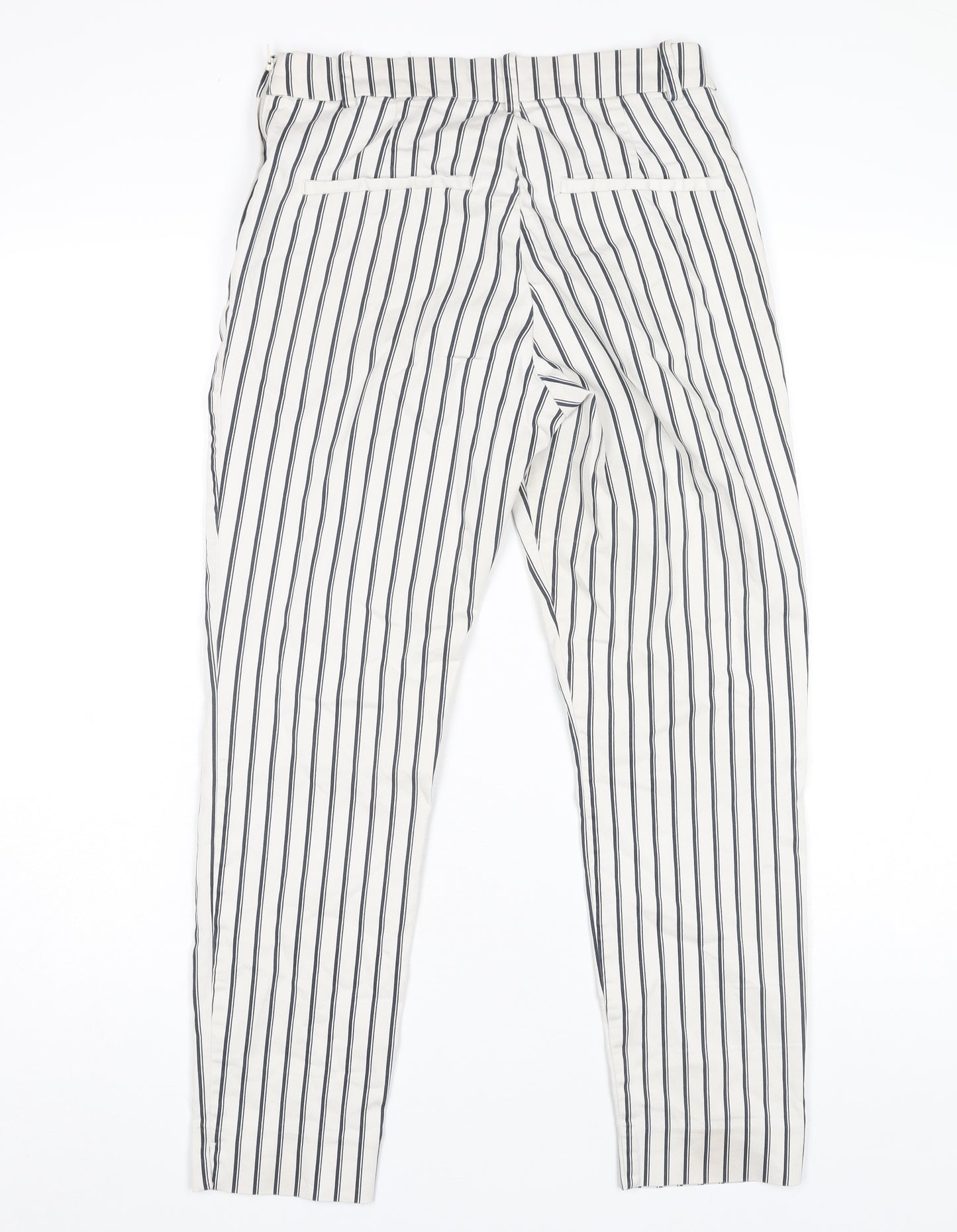 H&M Women's White Striped Trousers Size 12