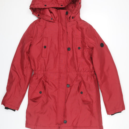 ADPT Women's Red Parka Jacket, M, Hooded, Casual