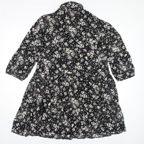 New Look Women's Black Floral Shirt Dress Size 14