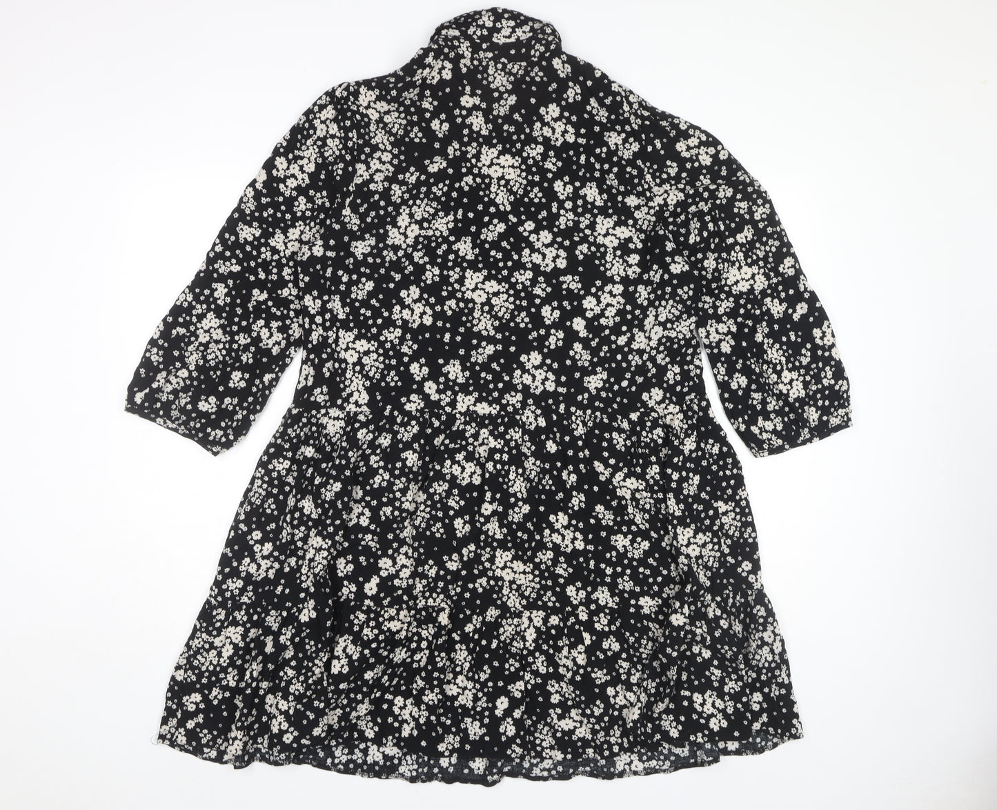 New Look Women's Black Floral Shirt Dress Size 14
