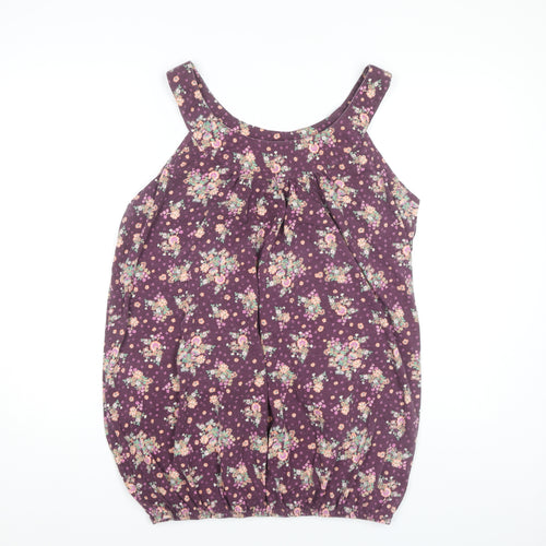 New Look Women's Purple Floral Tank Top - Size 20