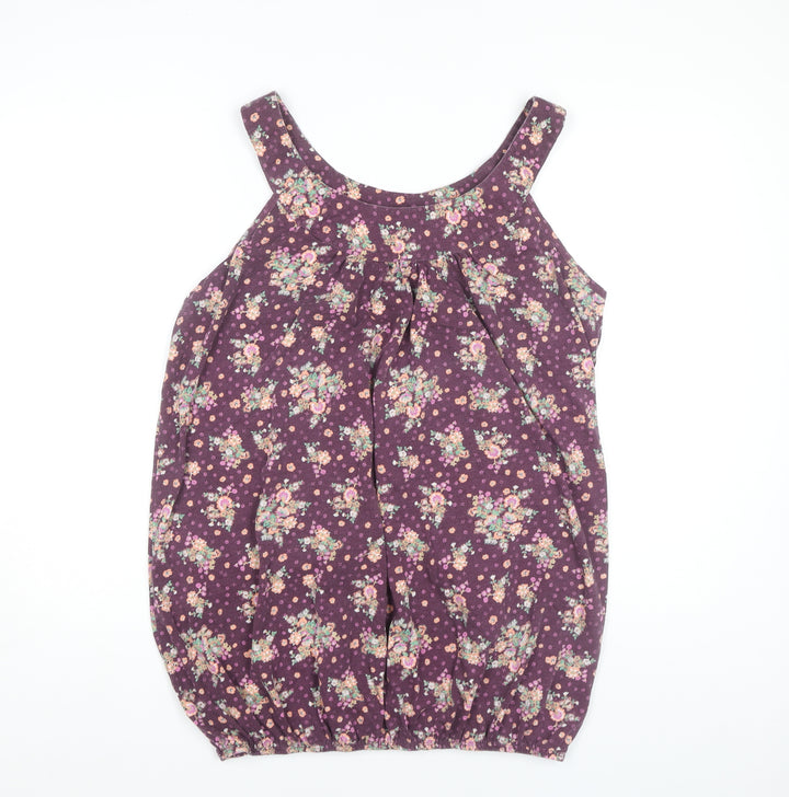 New Look Women's Purple Floral Tank Top - Size 20