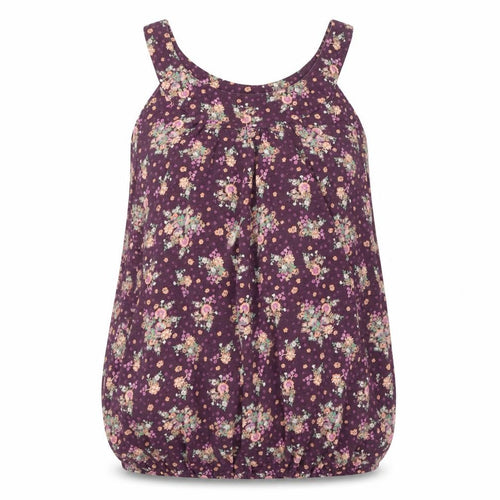 New Look Women's Purple Floral Tank Top - Size 20