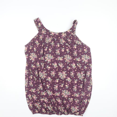 New Look Women's Purple Floral Tank Top - Size 20