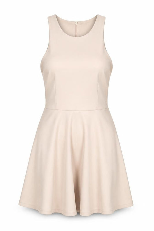 Front view of AX Paris Women's Beige Sleeveless Dress, size 12
