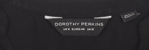 Dorothy Perkins Women's Black Blouse, Size 12, Zip Neck