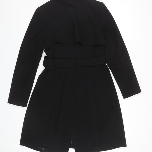 H&M Women's Black Belted Coat Size 8 with Zips