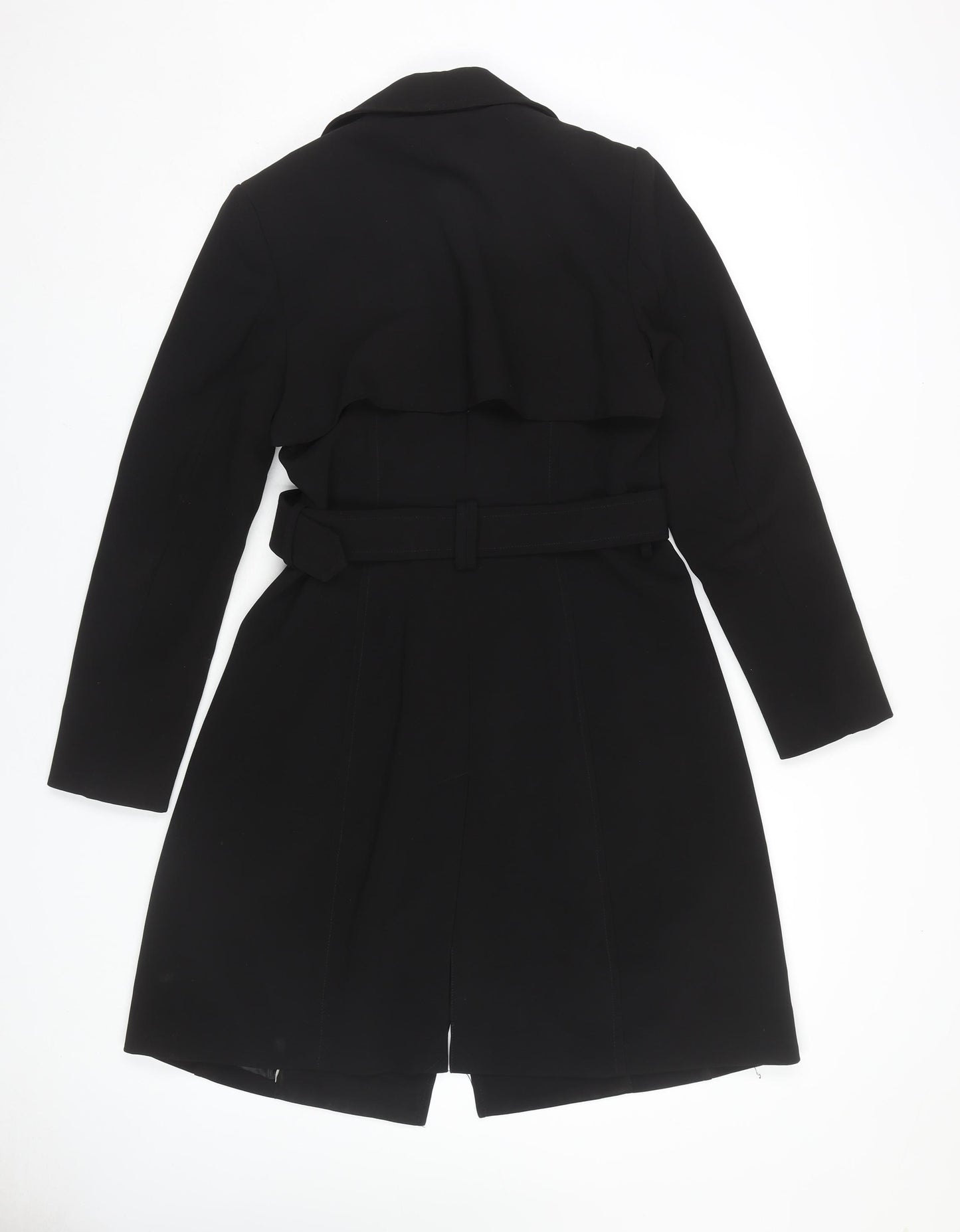 H&M Women's Black Belted Coat Size 8 with Zips