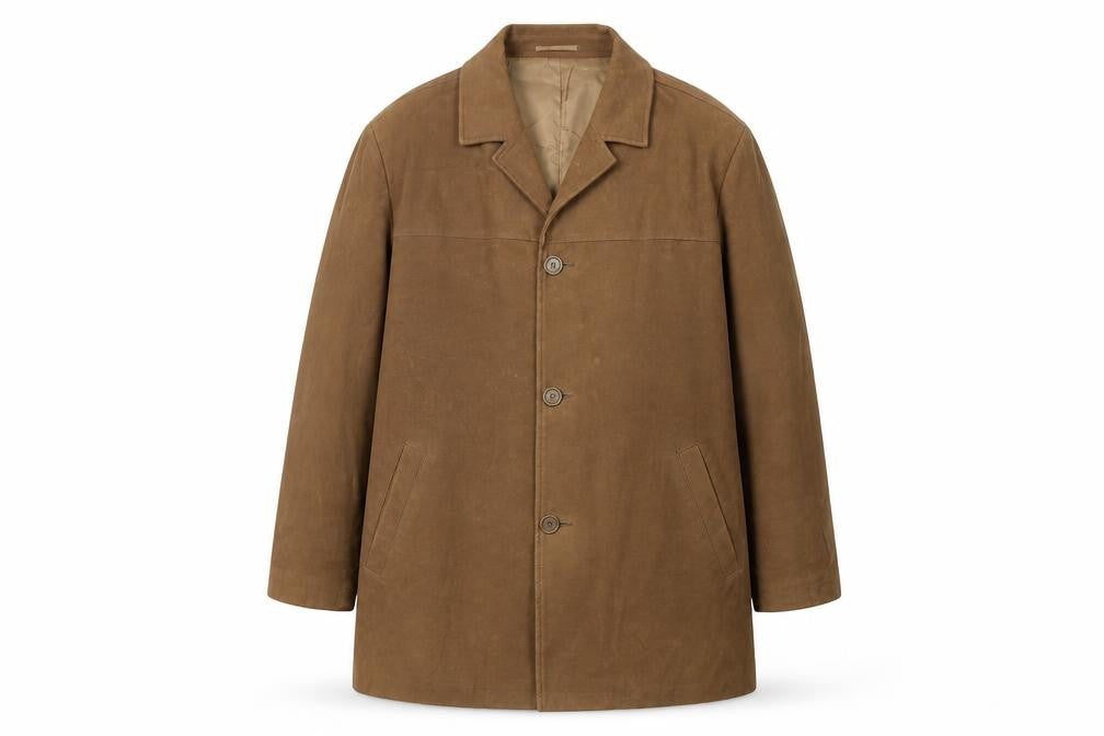Butler and Webb XL Men's Brown Cotton Overcoat