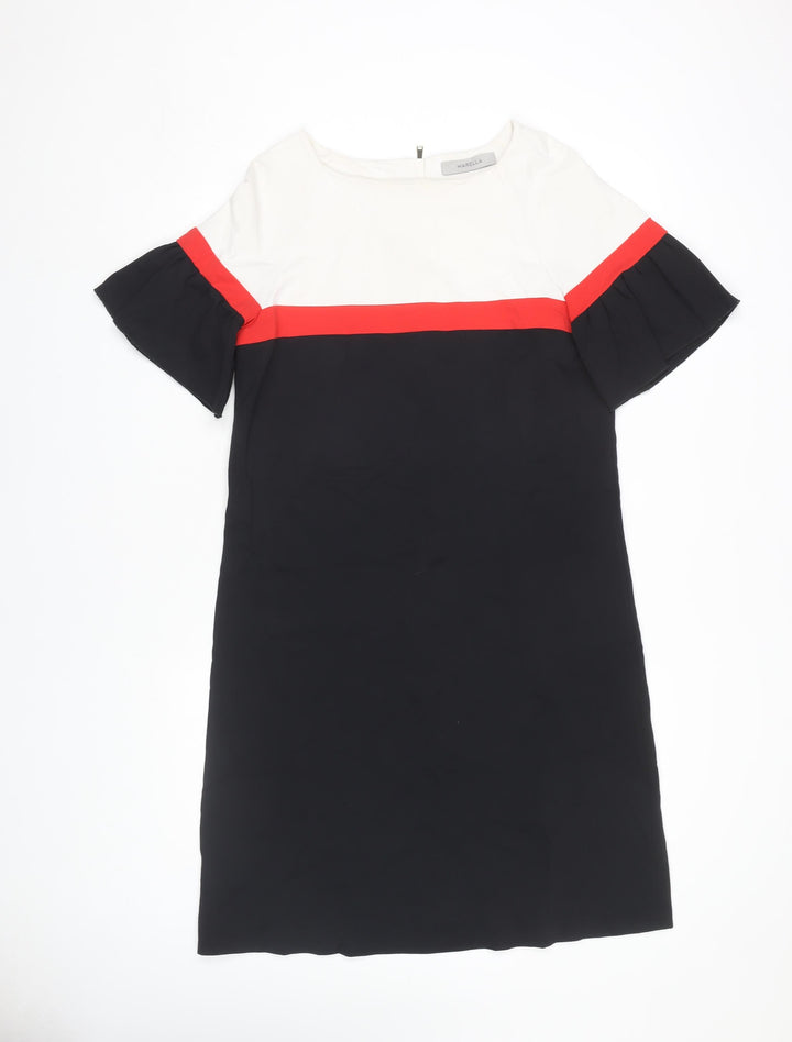 Marella Women's Black Colourblock Shift Dress Size 12