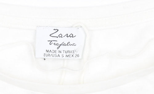 Zara Women's White T-Shirt, Size S, Aztec Style