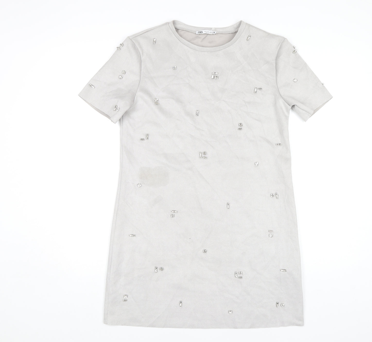 Zara Women's Grey Shift Dress - Size S