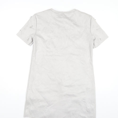 Zara Women's Grey Shift Dress - Size S