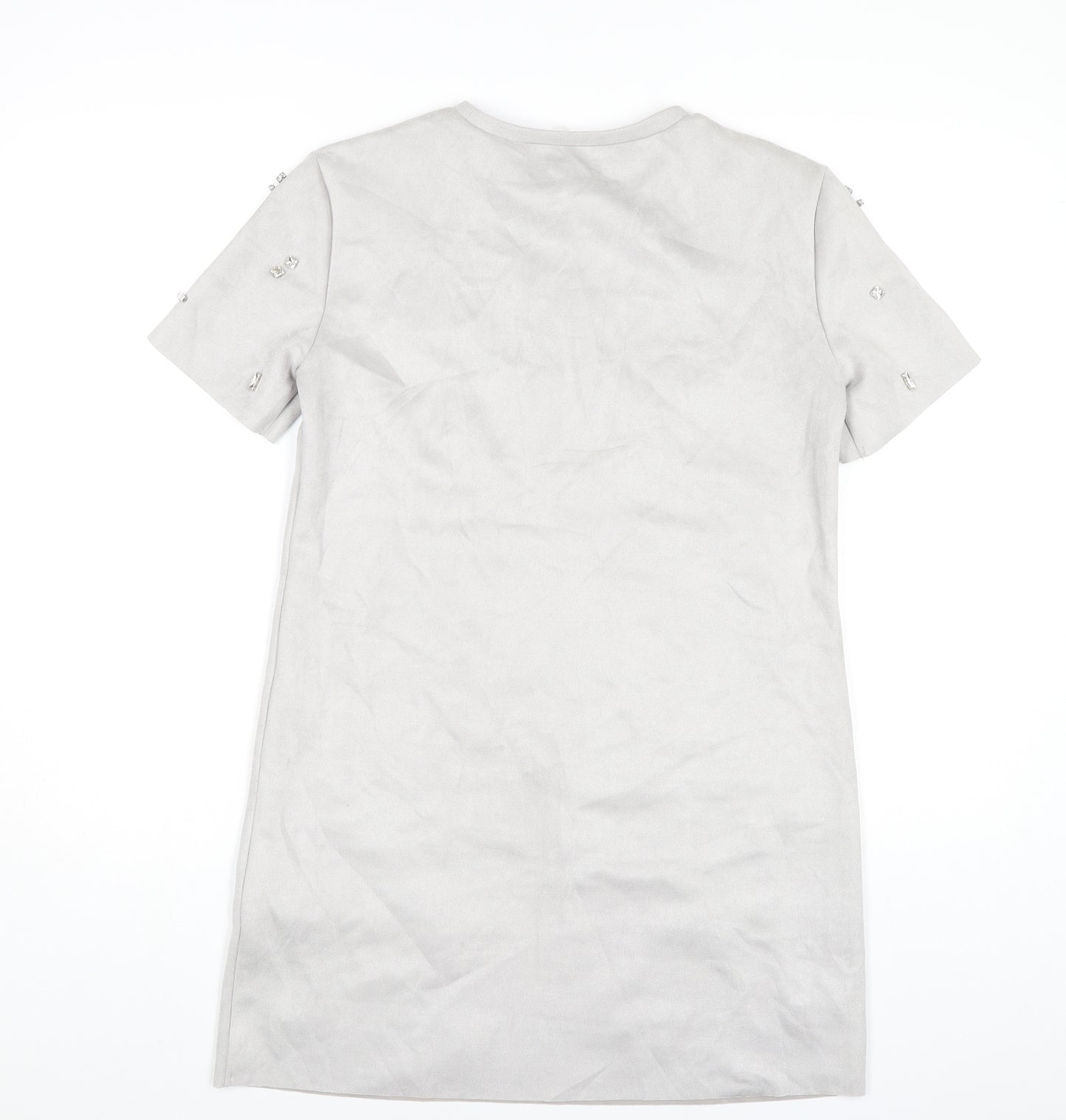 Zara Women's Grey Shift Dress - Size S