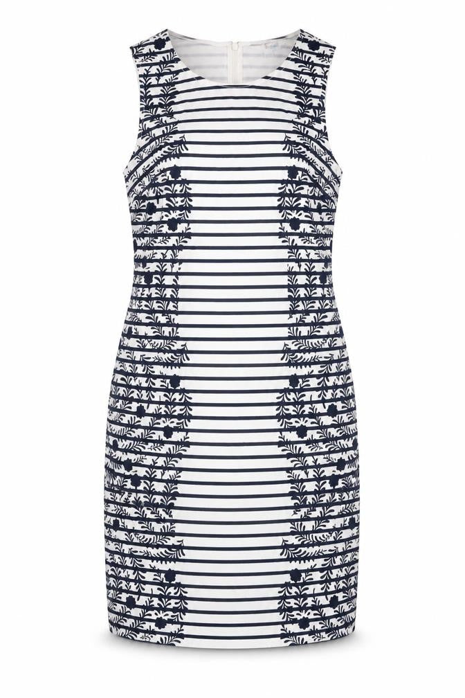 Front view of Boden Women's Multicoloured Striped Shift Dress, size 10