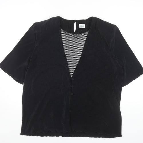 Canda Women's Black Button Blouse Size 18 - Casual Short Sleeve