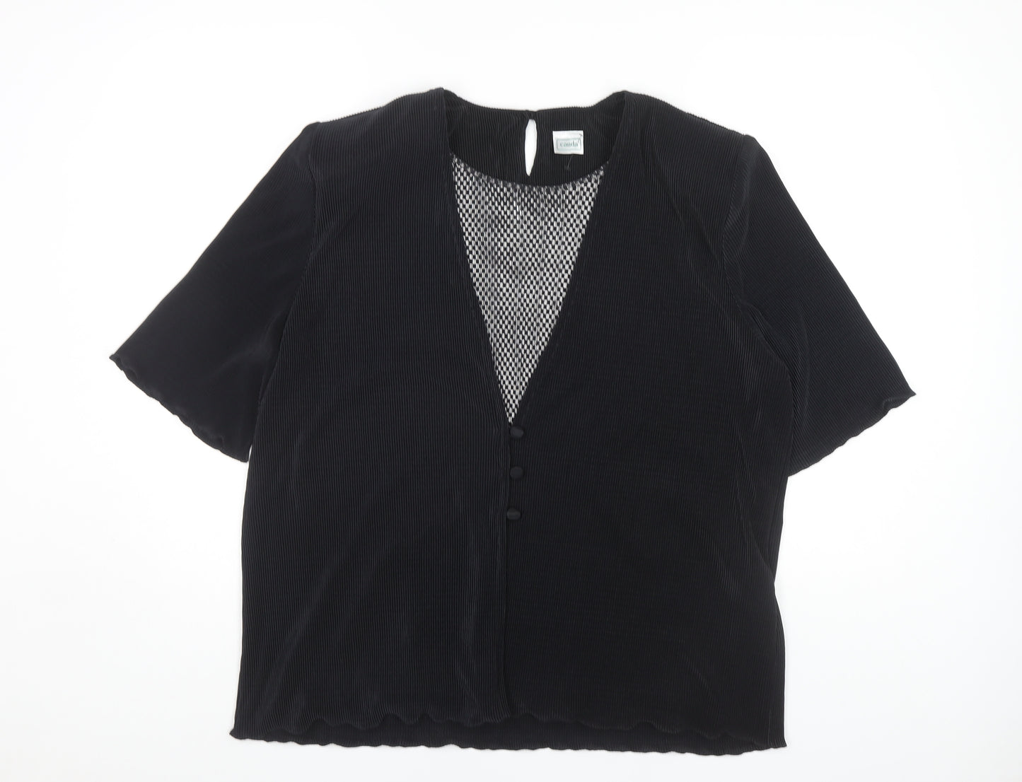 Canda Women's Black Button Blouse Size 18 - Casual Short Sleeve