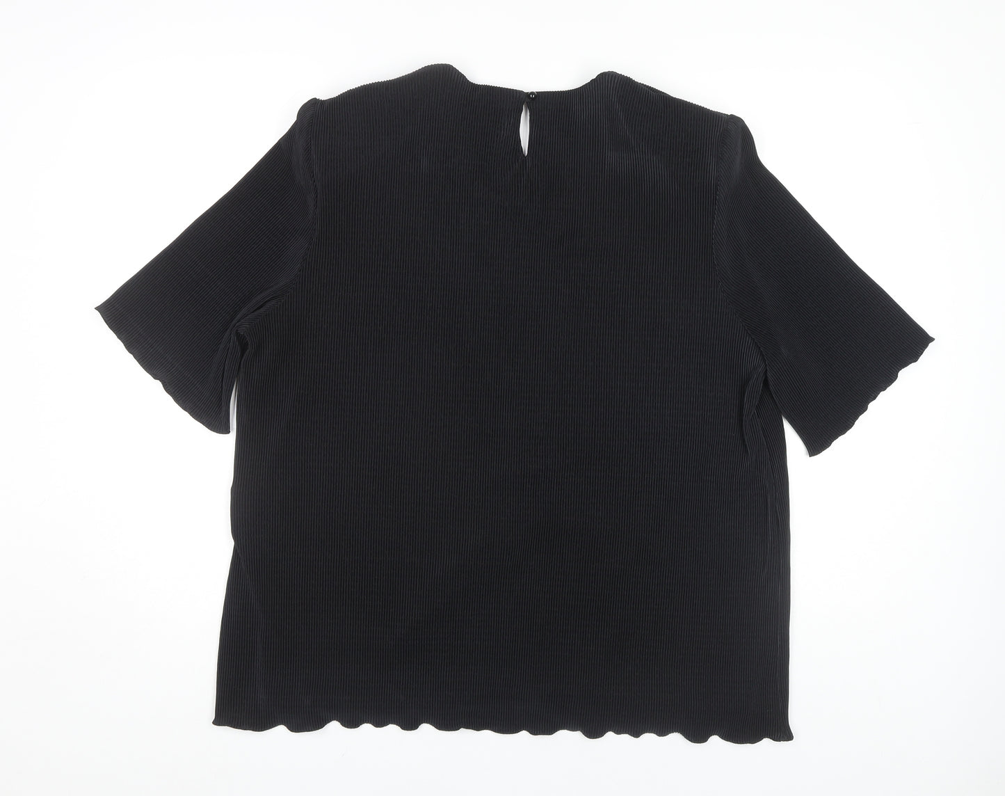 Canda Women's Black Button Blouse Size 18 - Casual Short Sleeve