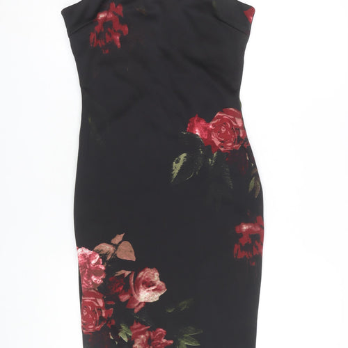 AX Paris Women's Black Floral Bodycon Dress Size 8