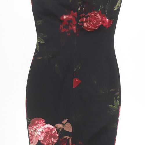 AX Paris Women's Black Floral Bodycon Dress Size 8