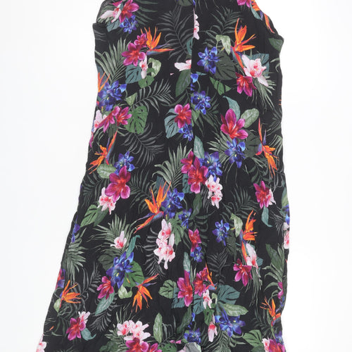 Wallis Women's Black Floral Asymmetric Dress Size 18