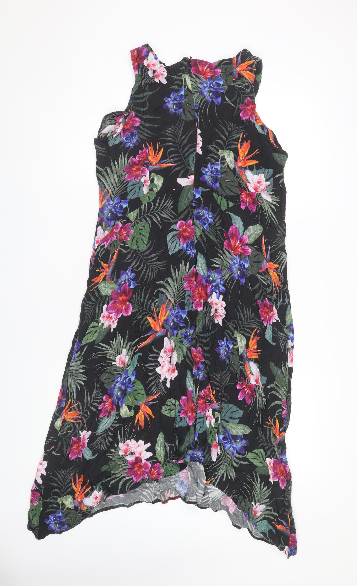 Wallis Women's Black Floral Asymmetric Dress Size 18