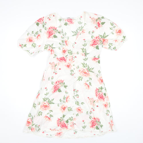 Zara Women's Multicoloured Floral Casual Dress XS