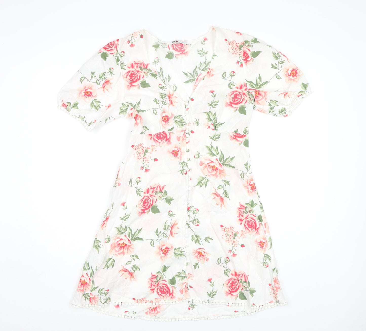 Zara Women's Multicoloured Floral Casual Dress XS