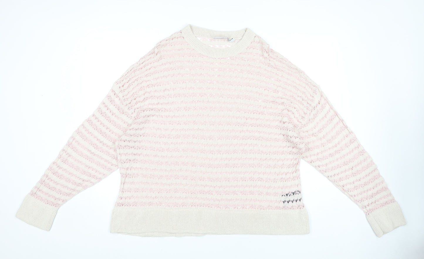 Weekday Women's Pink Striped Knit Pullover Jumper L