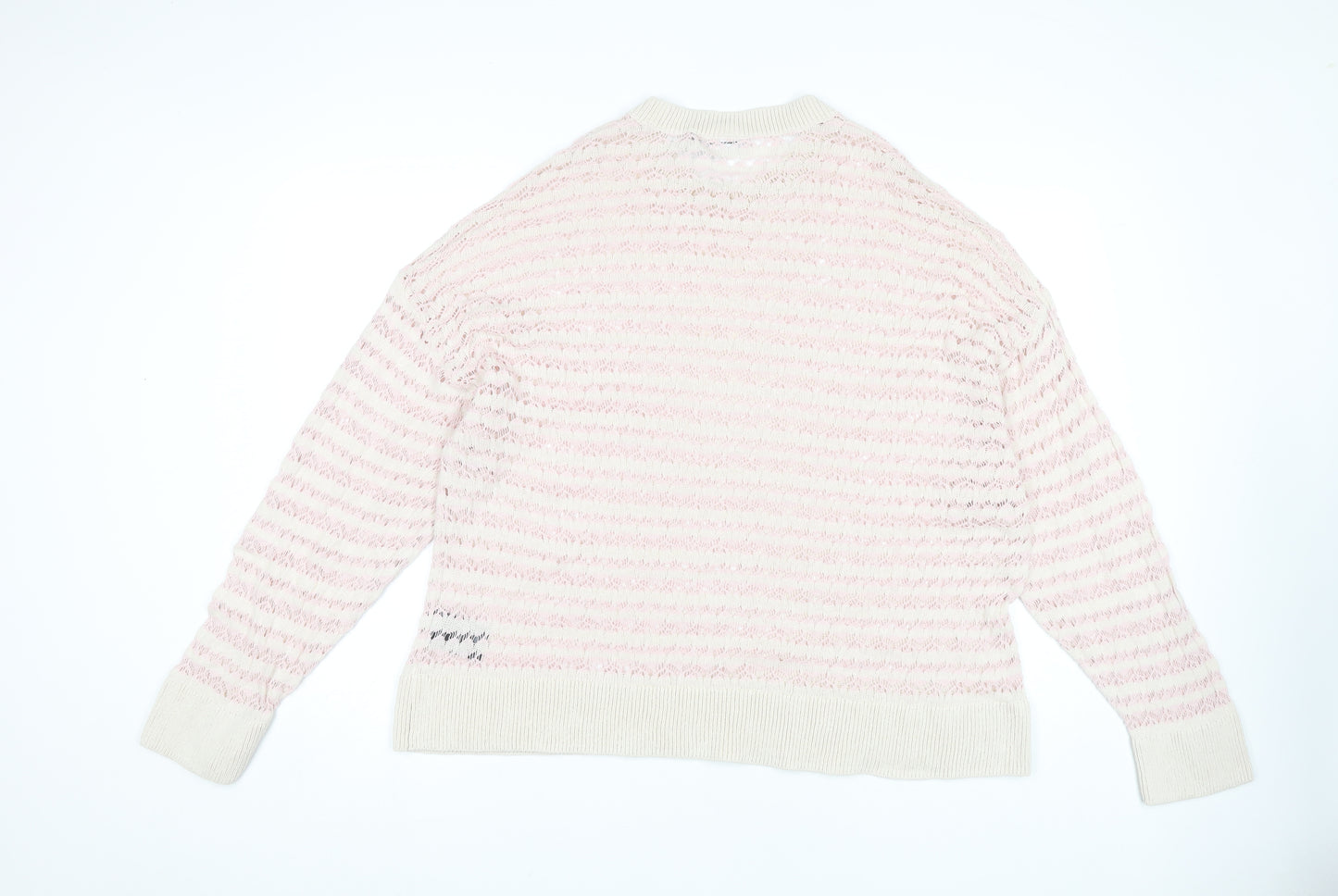 Weekday Women's Pink Striped Knit Pullover Jumper L