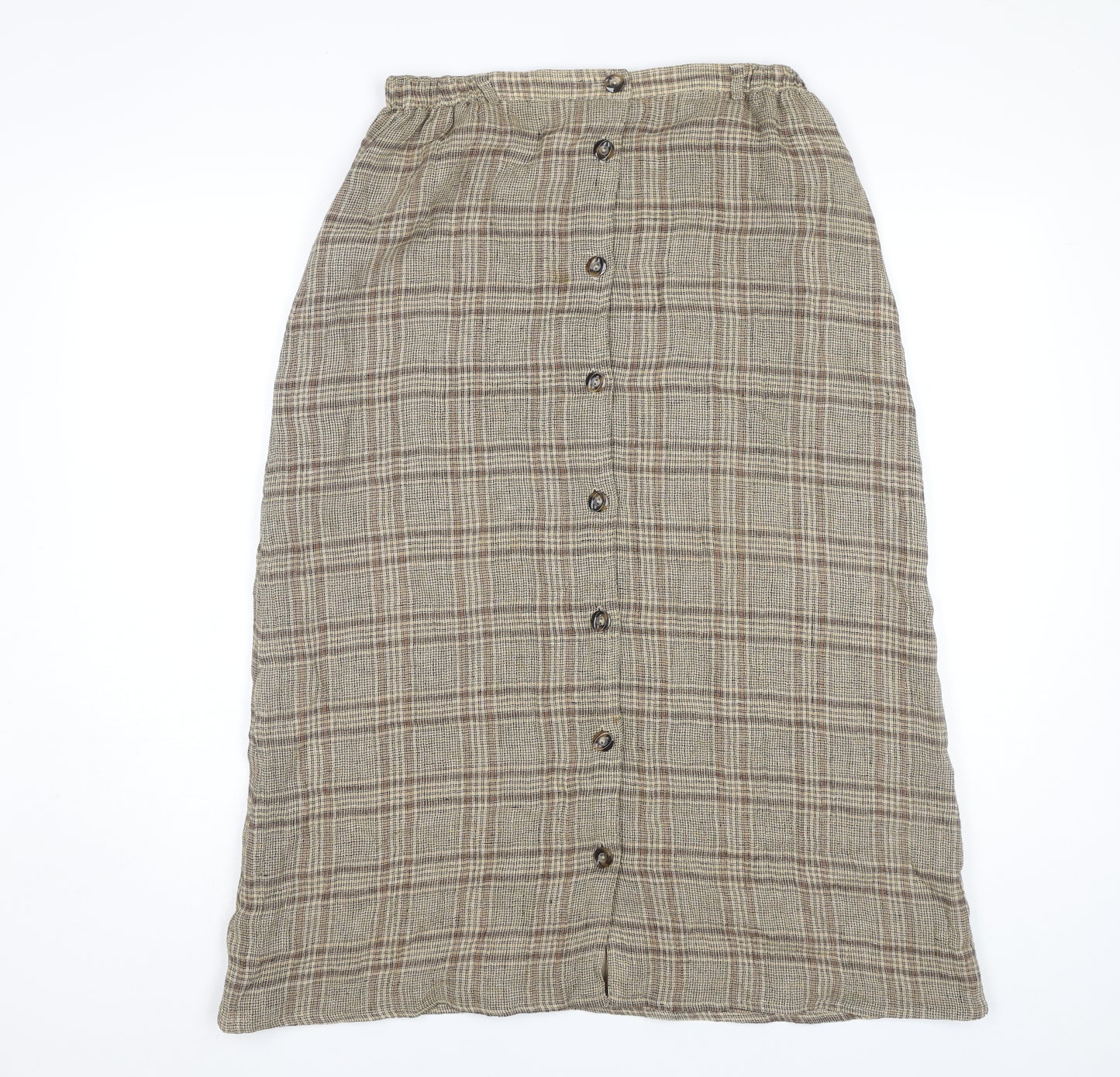 Jaeger Women's Brown Check Midi Skirt Size 12