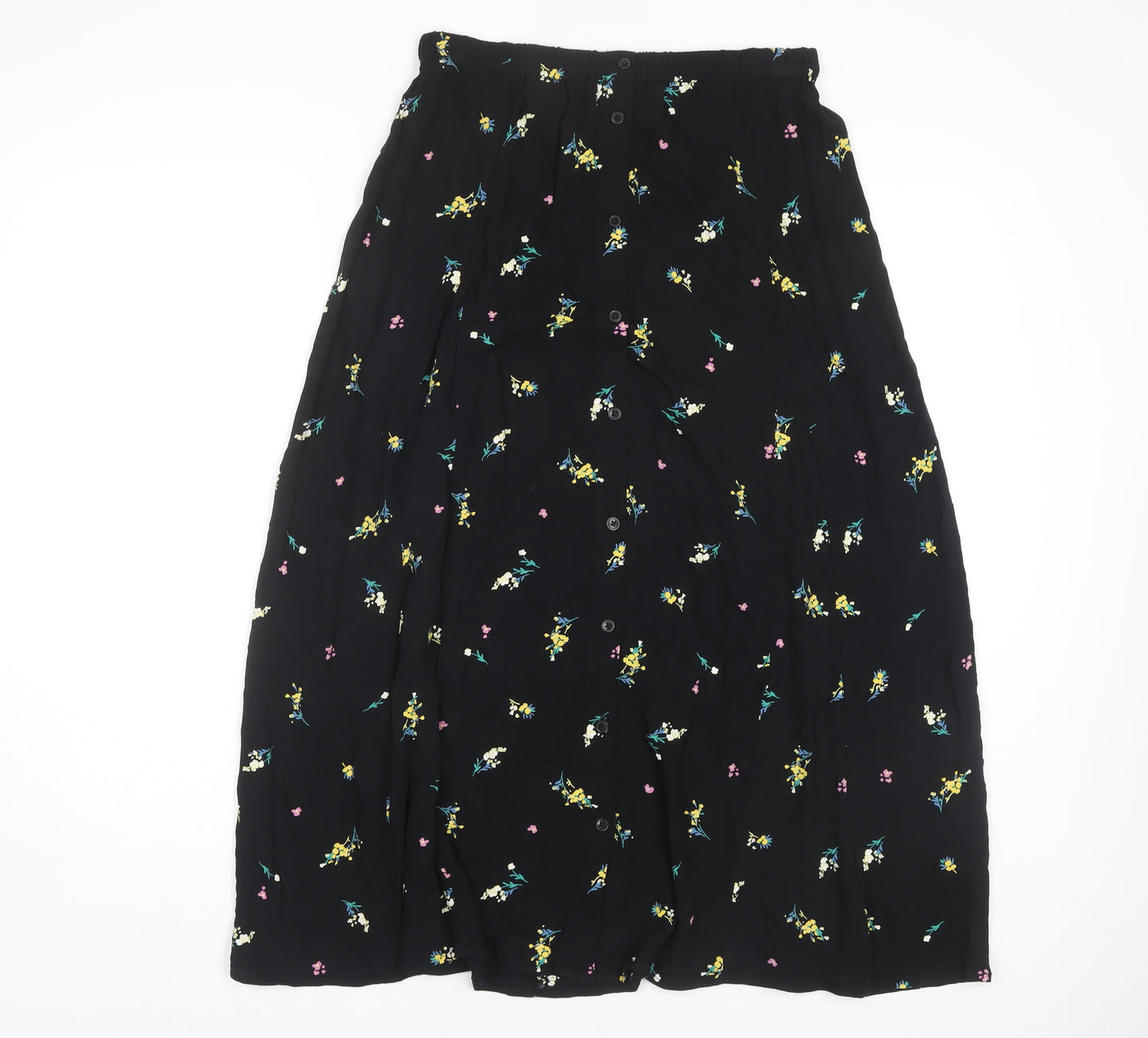 Marks and Spencer Floral Black Midi Skirt, Size 10