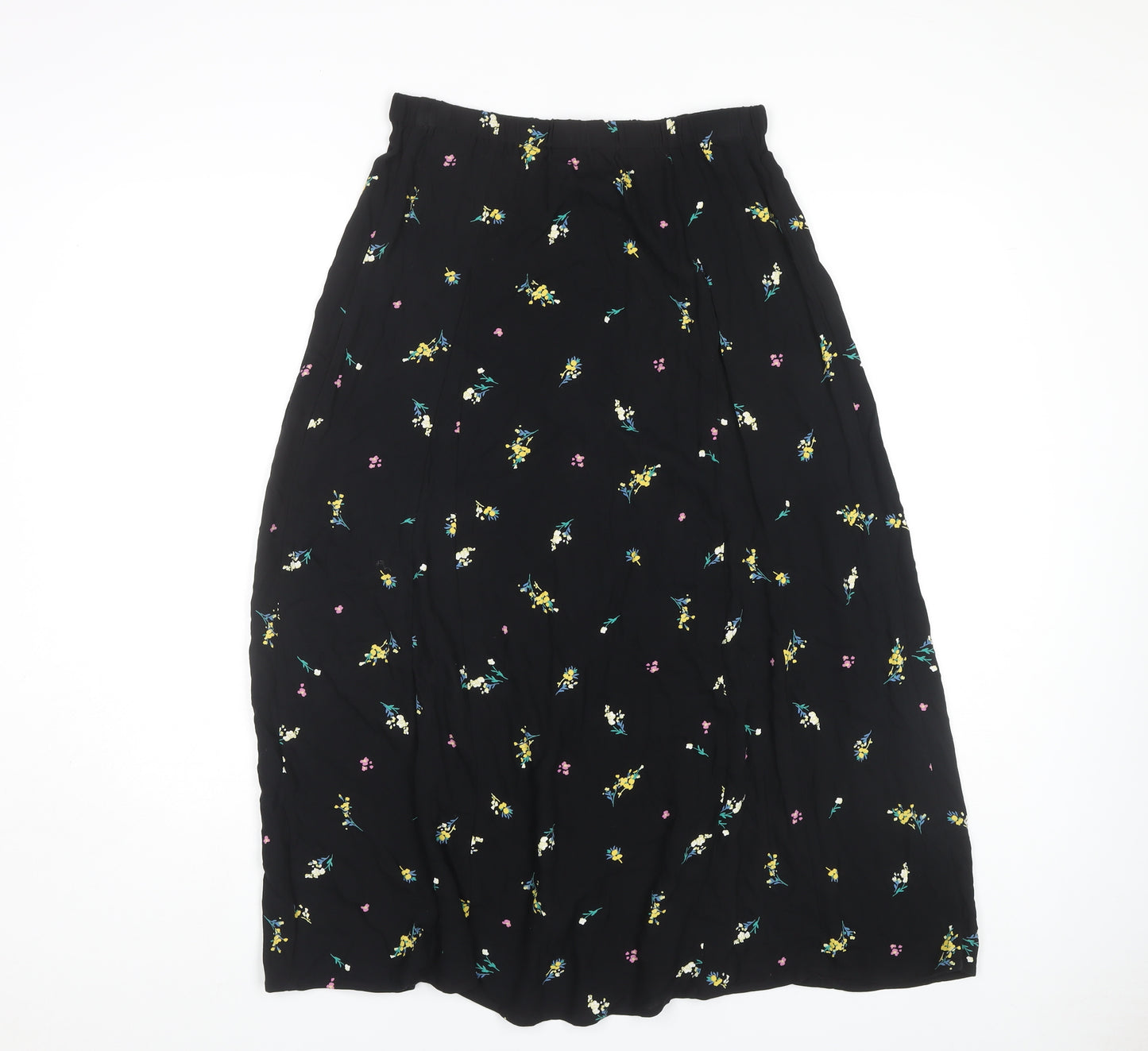 Marks and Spencer Floral Black Midi Skirt, Size 10