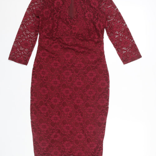 Jessica Wright Red Lace Bodycon Dress Size 10