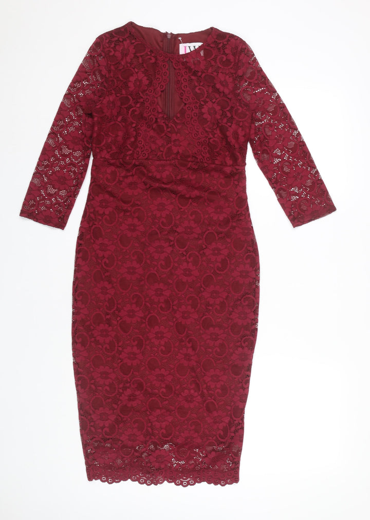 Jessica Wright Red Lace Bodycon Dress Size 10