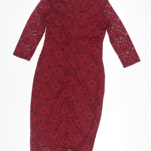 Jessica Wright Red Lace Bodycon Dress Size 10