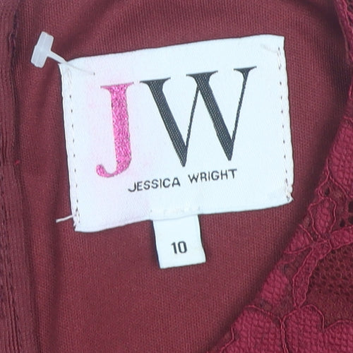 Jessica Wright Red Lace Bodycon Dress Size 10