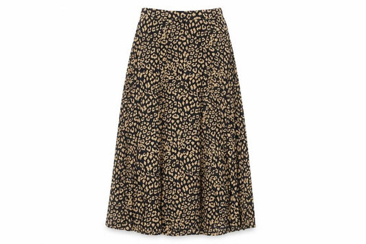 Front view of Marks & Spencer Women's Black Animal Print Skirt, size 8