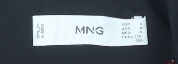 MNG Women's Black V-Neck Dress, L, Short Sleeve