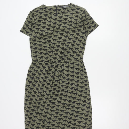 Limited Collection Women’s Green Animal Print Sheath Dress, Size 6
