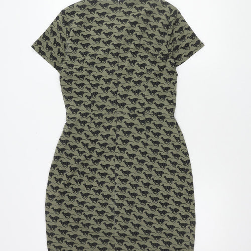 Limited Collection Women’s Green Animal Print Sheath Dress, Size 6