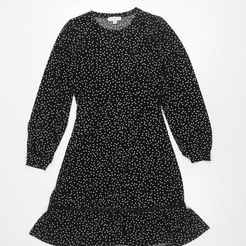 Warehouse Women's Black Polka Dot Shift Dress Size 8