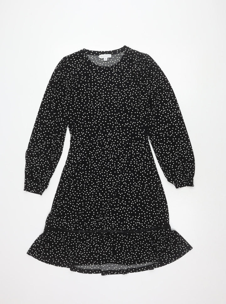 Warehouse Women's Black Polka Dot Shift Dress Size 8