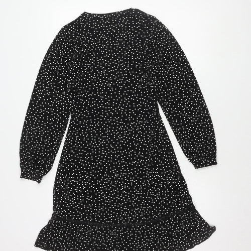 Warehouse Women's Black Polka Dot Shift Dress Size 8