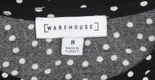Warehouse Women's Black Polka Dot Shift Dress Size 8