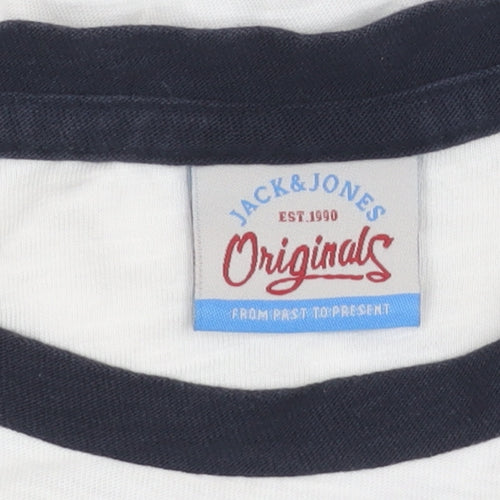 Jack & Jones Men's S White Black Crew Neck T-Shirt